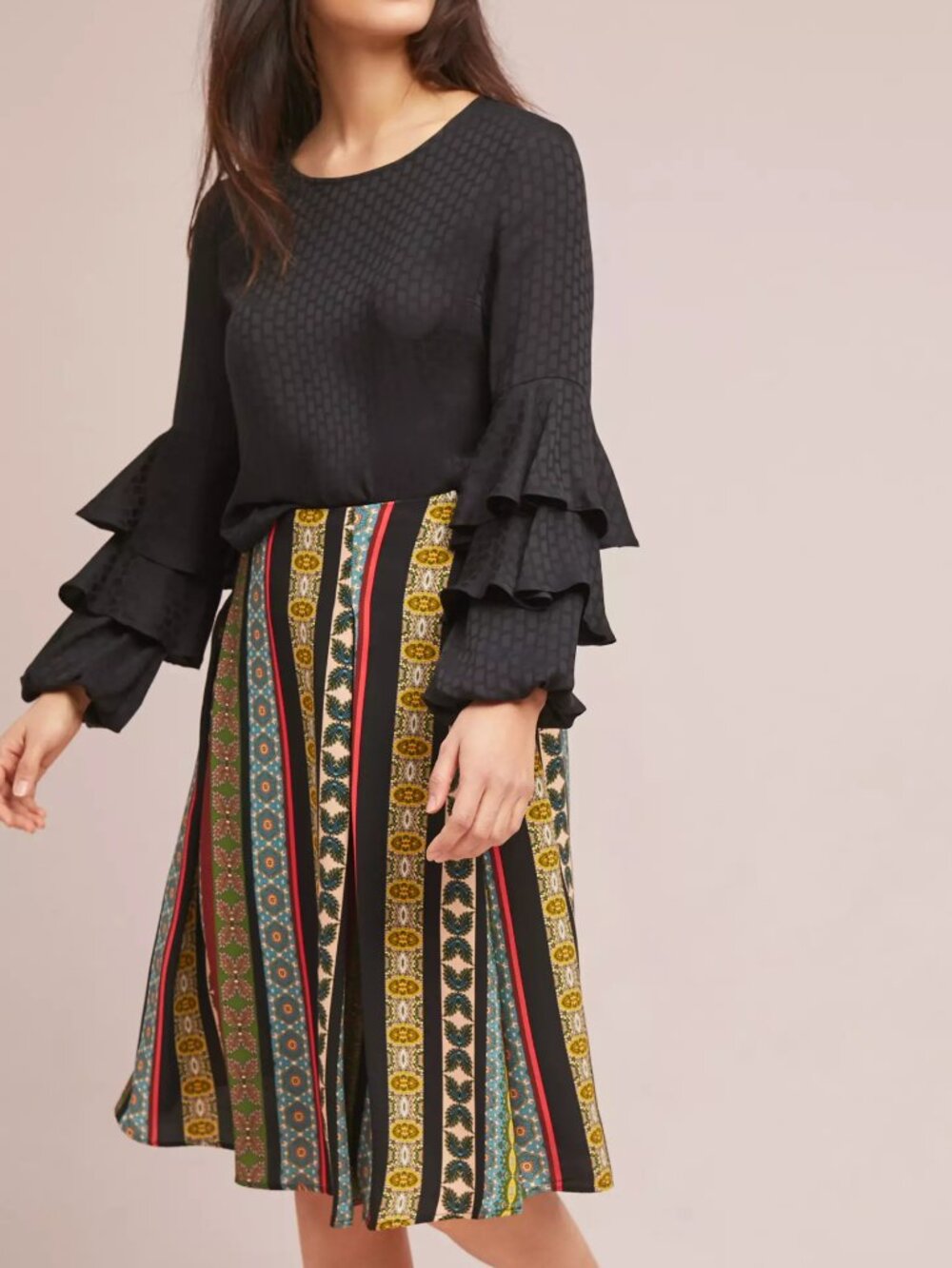 Anthropologie Eri - Ali Scarf Print Pleated Crepe Midi Skirt Size S NWT!